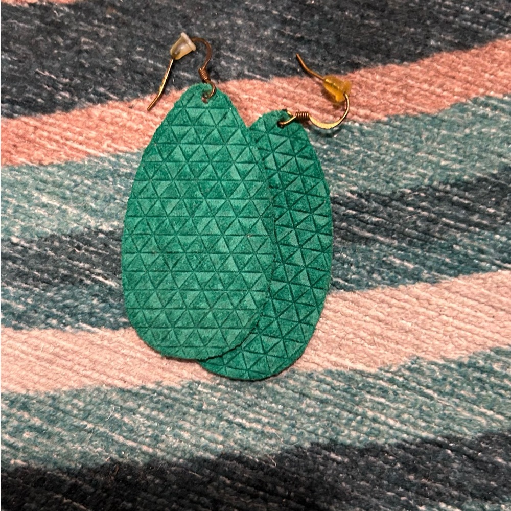 Emerald Geometric Teardrop Earrings